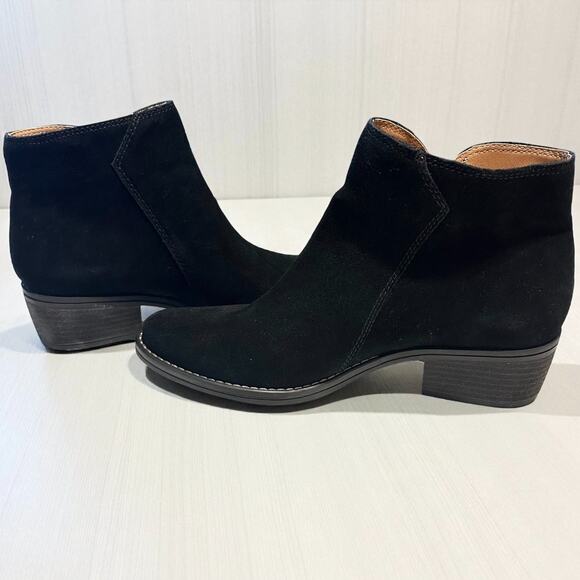 White Mountain Altos Suede Ankle Boots Size 9 M Black Side Zip Block Heel NWT - Picture 5 of 9